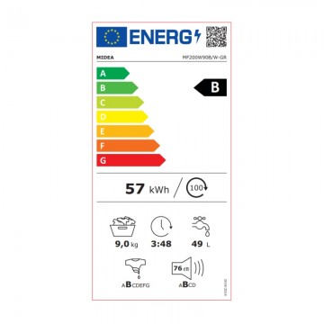 Midea MF200W90B Πλυντήριο Ρούχων 9kg 1400 Στροφών